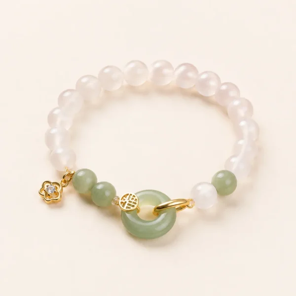 Handcrafted Hetian Jade & Agate Bracelet for Peace & Harmony