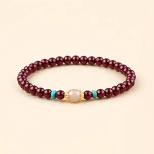 Hetian Jade & Cinnabar Bracelet for Peace & Harmony