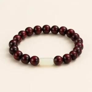 Hetian Jade & Red Sandalwood Bracelet for Peace & Harmony