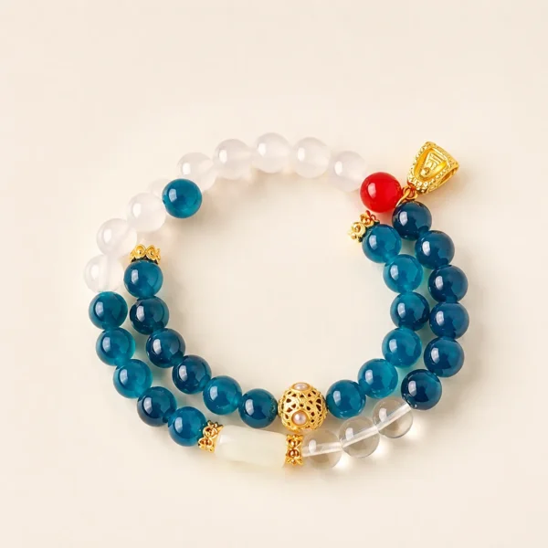 Artisan Hetian Jade & Agate Bracelet for Peace & Harmony
