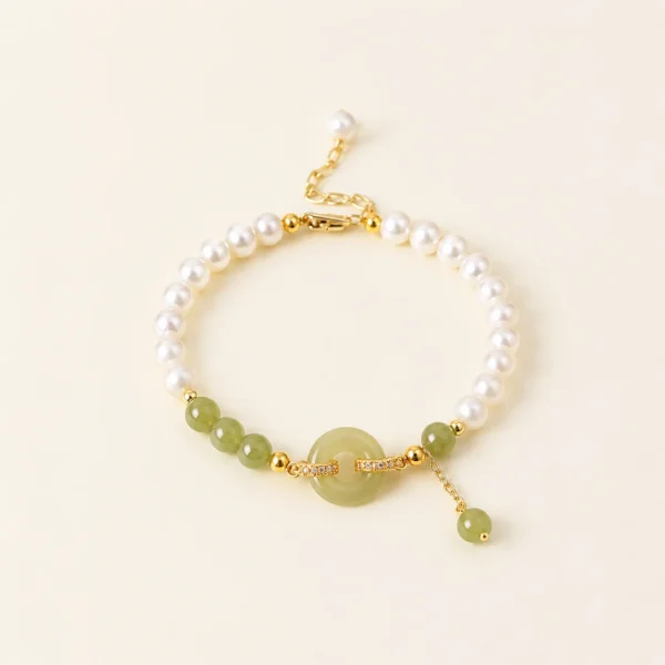Handcrafted Hetian Jade & Pearl Bracelet for Peace & Harmony