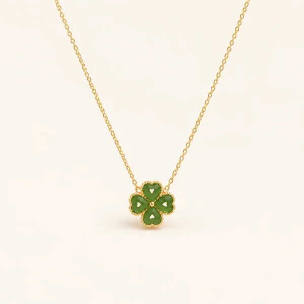 Hetian Jade Four-Leaf Clover Necklace for Peace & Harmony