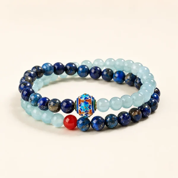Lapis Lazuli Crystal Double-Wrap Bracelet for Wisdom & Clarity