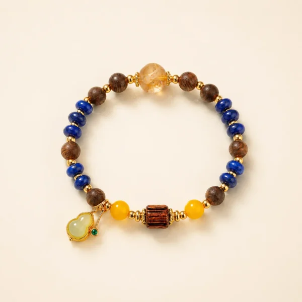 Lapis Lazuli Crystal & Agarwood Bracelet for Wisdom & Clarity
