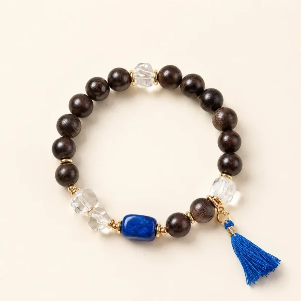 Classic Lapis Lazuli Crystal & Agarwood Bracelet for Wisdom & Clarity