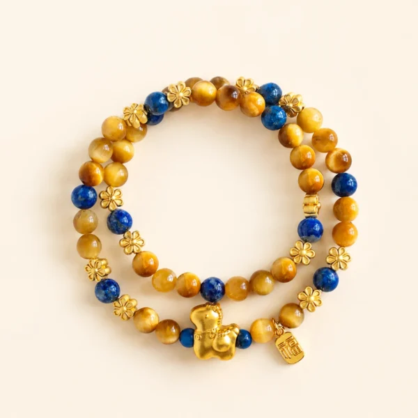 Lapis Lazuli Crystal & Tiger's Eye Bracelet for Wisdom & Clarity