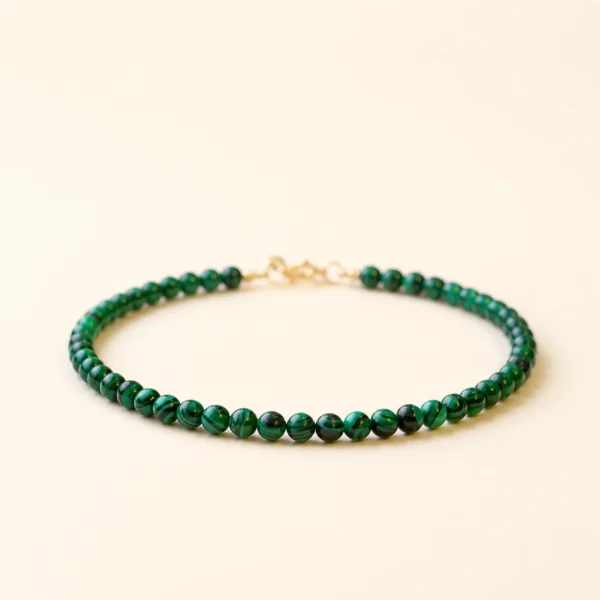 Malachite Crystal Beaded 3mm Bracelet for Protection & Transformation
