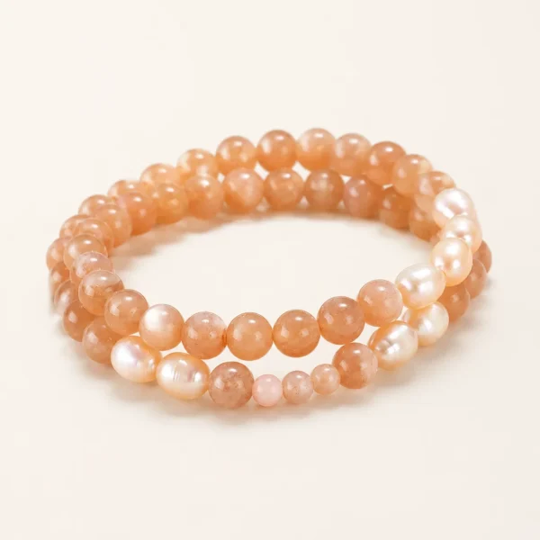 Moonstone Crystal & Pearl Bracelet for Intuition & Calm
