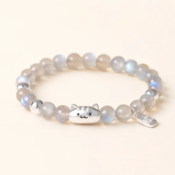 Moonstone Crystal Cat Bracelet for Intuition & Calm
