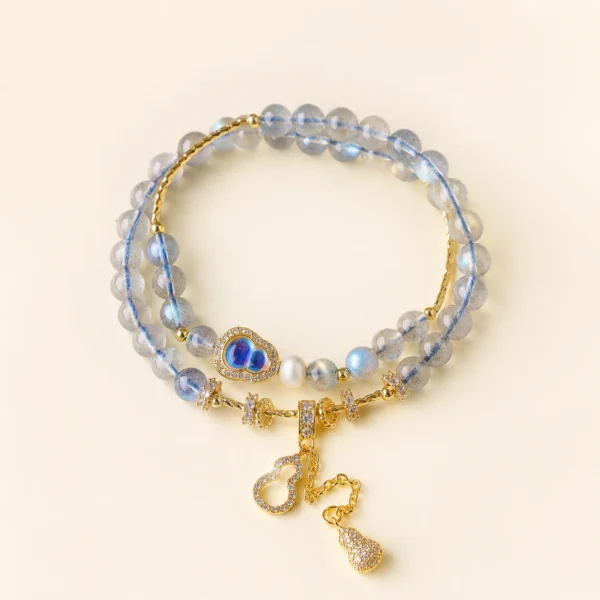 Moonstone Crystal Double-Wrap Bracelet for Intuition & Calm