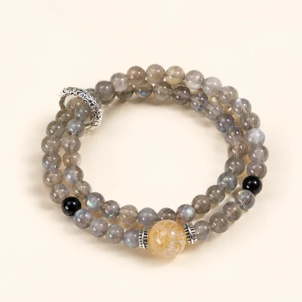 Classic Moonstone Crystal Double-Wrap Bracelet for Intuition & Calm