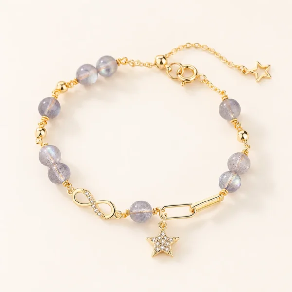 Classic Moonstone Crystal Bracelet for Intuition & Calm