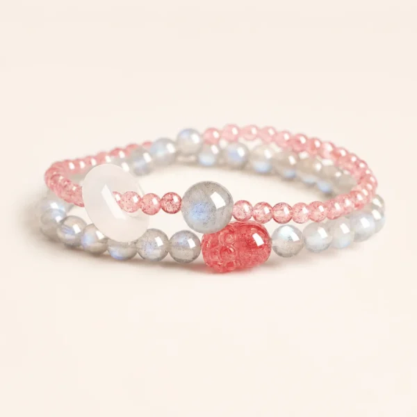 Artisan Moonstone Crystal Double-Wrap Bracelet for Intuition & Calm