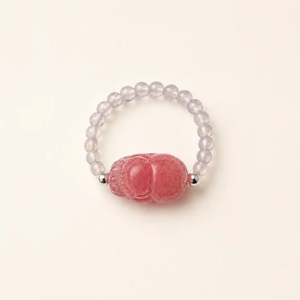 Classic Moonstone Crystal Pixiu Ring for Intuition & Calm