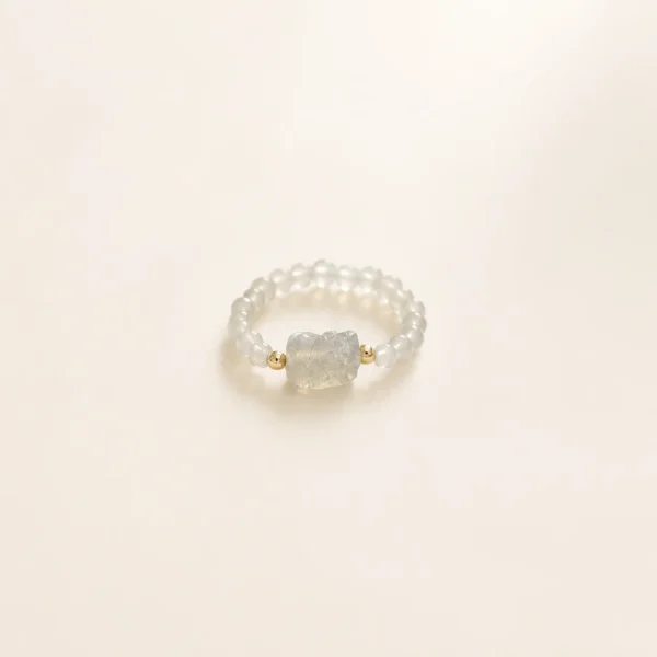 Artisan Moonstone Crystal Pixiu Ring for Intuition & Calm