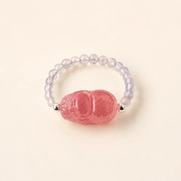 Moonstone Crystal Pixiu Ring for Intuition & Calm
