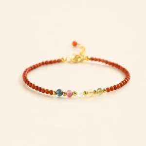Nanhong Agate & Tourmaline Bracelet for Vitality & Grounding