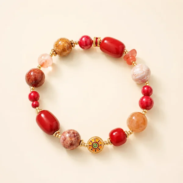 Nanhong Agate Multi-Stone Bracelet for Vitality & Grounding