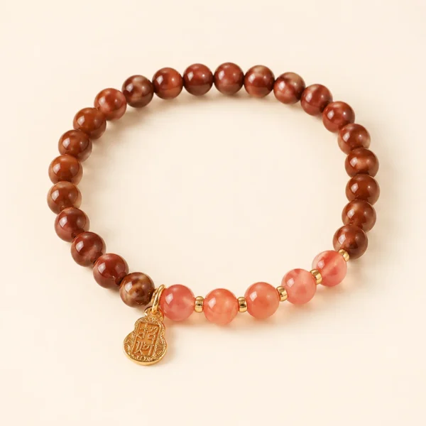 Classic Nanhong Agate Floating Bracelet for Vitality & Grounding