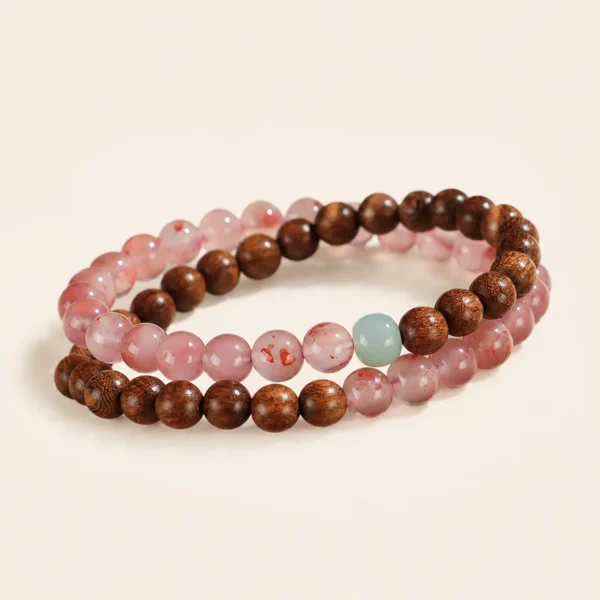 Nanhong Agate Double-Wrap Bracelet for Vitality & Grounding