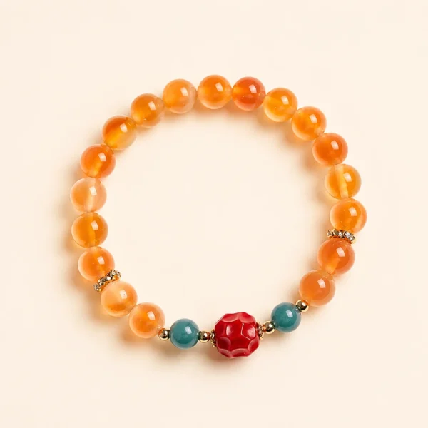 Nanhong Agate Sugar-Heart Bracelet for Vitality & Grounding