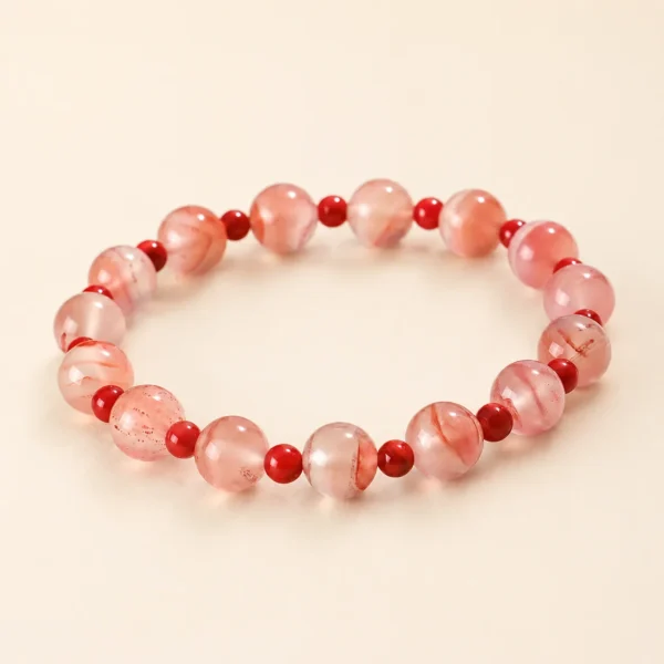 Artisan Nanhong Agate Floating Bracelet for Vitality & Grounding