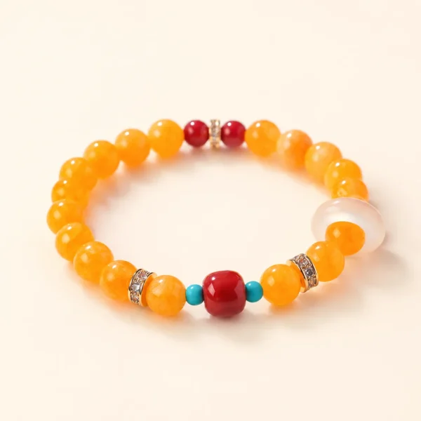 Nanhong Agate & Chalcedony Bracelet for Vitality & Grounding