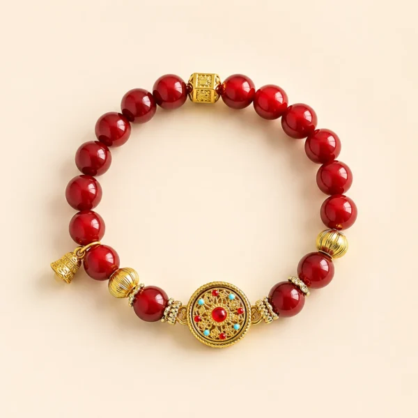 Nanhong Agate Compass Bracelet for Vitality & Grounding