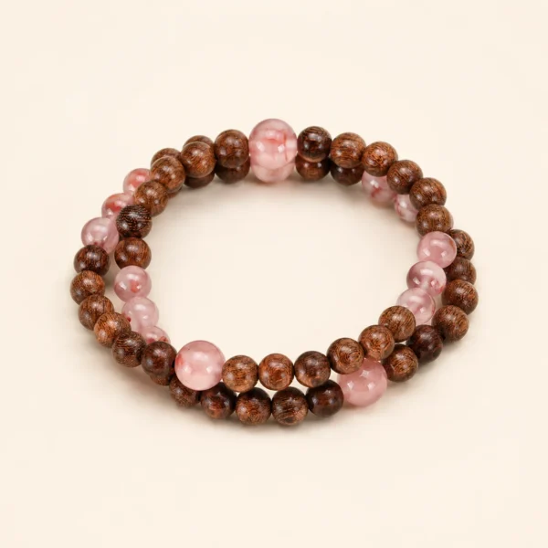 Nanhong Agate & Sandalwood Bracelet for Vitality & Grounding