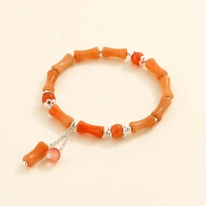 Nanhong Agate Bamboo Bracelet for Vitality & Grounding