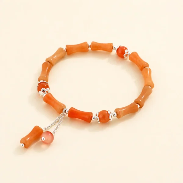 Nanhong Agate Bamboo Bracelet for Vitality & Grounding