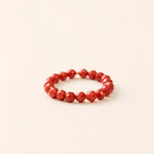 Nanhong Agate Faceted Ring for Vitality & Grounding