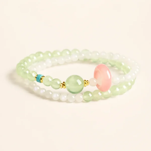 Artisan Prehnite Crystal Double-Wrap Bracelet for Calm & Peace