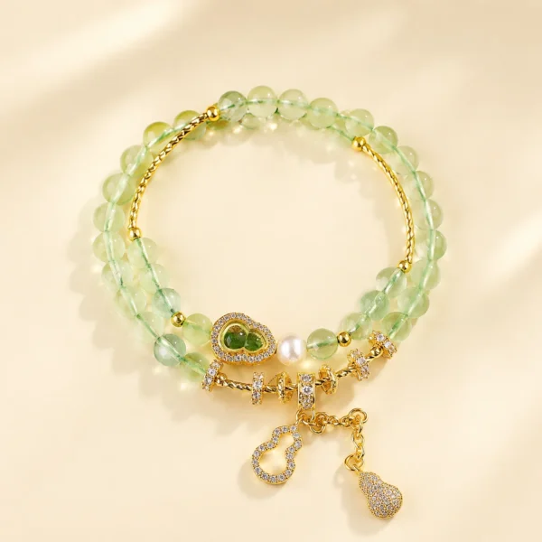 Prehnite Crystal Double-Wrap Bracelet for Calm & Peace