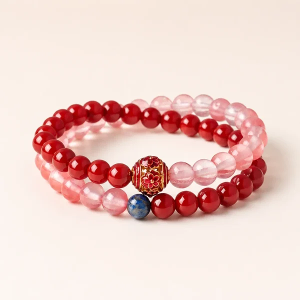 Red Agate & Chalcedony Bracelet for Protection & Vitality