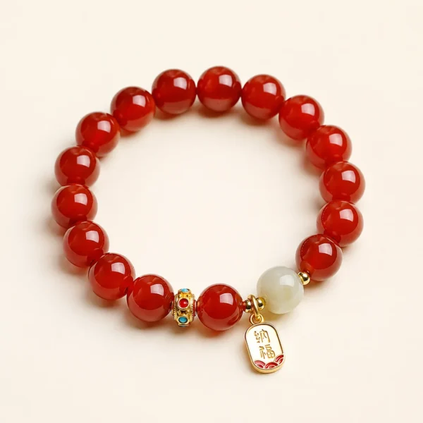 Artisan Red Agate Bracelet for Protection & Vitality