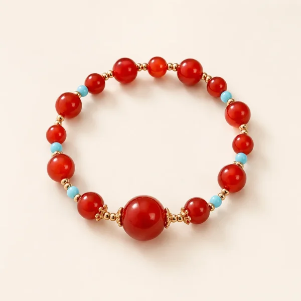 Red Agate & Turquoise Bracelet for Protection & Vitality