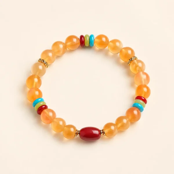 Red Agate Sugar-Heart Bracelet for Protection & Vitality