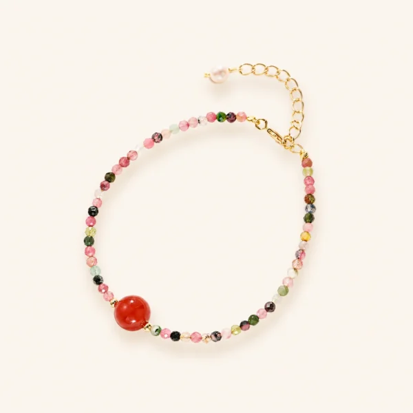 Red Agate & Tourmaline Bracelet for Protection & Vitality