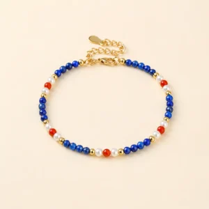 Red Agate & Lapis Lazuli Bracelet for Protection & Vitality — handcrafted natural bracelet by Soulful Energy
