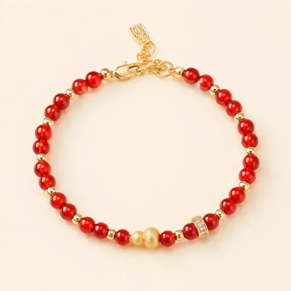 Red Agate Gourd Bracelet for Protection & Vitality