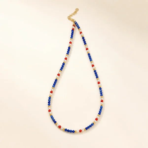 Red Agate & Lapis Lazuli Necklace for Protection & Vitality