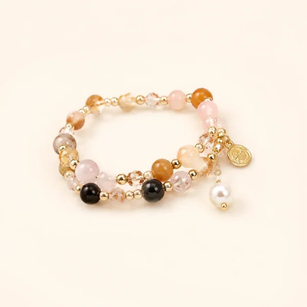 Red Phantom Quartz & Agate Bracelet for Vitality & Grounding