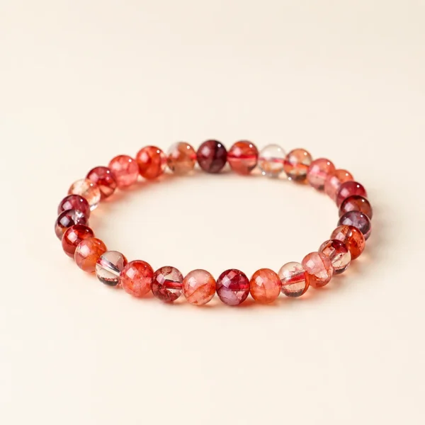 Red Phantom Quartz 6mm Bracelet for Vitality & Grounding