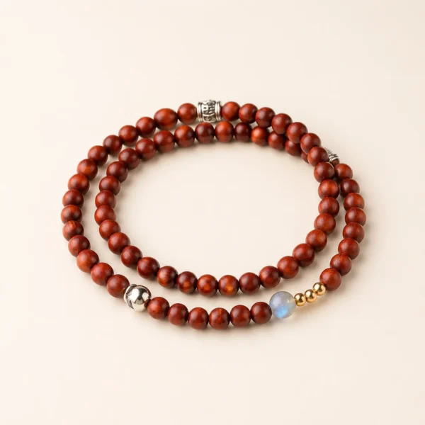 Red Sandalwood Triple-Wrap Bracelet for Grounding & Protection