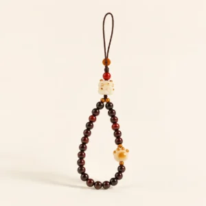 Red Sandalwood Phone Charm for Grounding & Protection