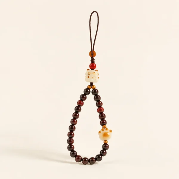 Red Sandalwood Phone Charm for Grounding & Protection