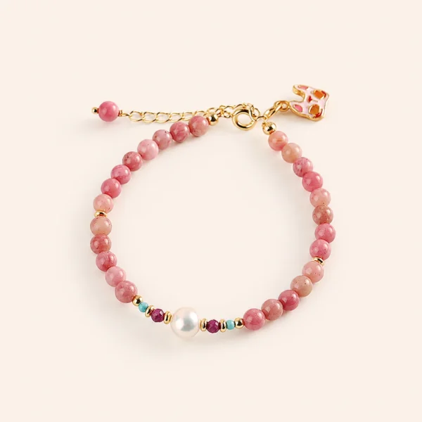 Rhodochrosite Crystal & Pearl Bracelet for Love & Compassion