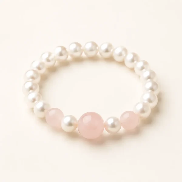 Rose Quartz & Pearl Bracelet for Love & Calm
