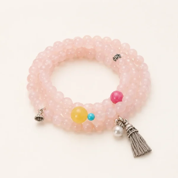 Rose Quartz Triple-Wrap Bracelet for Love & Calm
